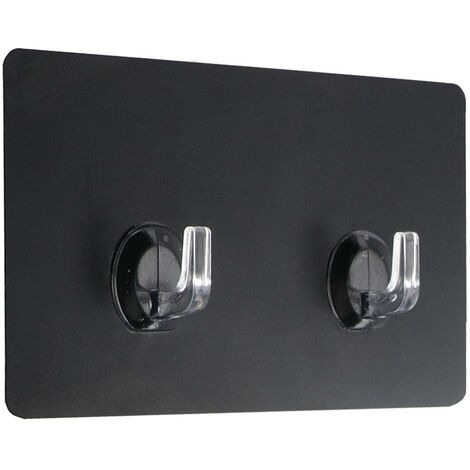 Crochet adhesif double ps/pvc rectangulaire - noir - Tendance