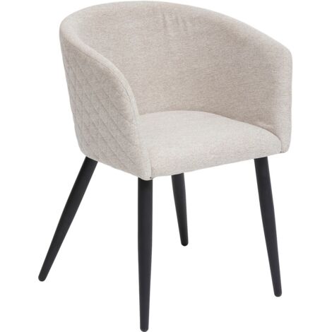 Atmosphera – Fauteuil de dîner en velours beige – Rembourrage mousse PU – Structure acier – Dossier enveloppant – Dimensions L. 55 x P. 55 x H. 76 cm
