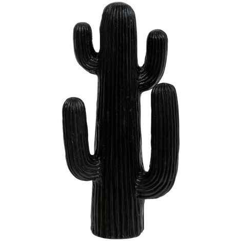 Atmosphera – Statue cactus noir en oxyde de magnésium H 38 cm – Décoration moderne pour intérieur et extérieur – Design minimaliste et réaliste