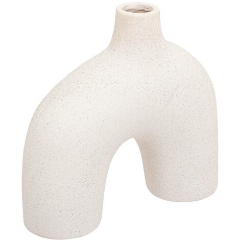 Atmosphera – Vase en céramique sablée blanc 18x7x17 cm – Forme organique – Étanche pour fleurs – Décoration intérieure originale (1/4)
