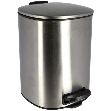 Poubelle metal carree 5l frein de chute a pedale - chrome - Tendance (1/5)