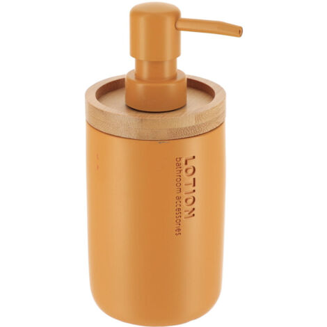 Distributeur à Savon ou lotion en résine Jaune Moutarde et Bambou 280 ml - TENDANCE (1/3)