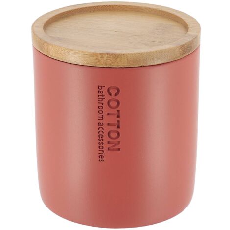 Boite à Coton et Cotons-tiges Terracotta avec couvercle en Bambou - TENDANCE (1/5)