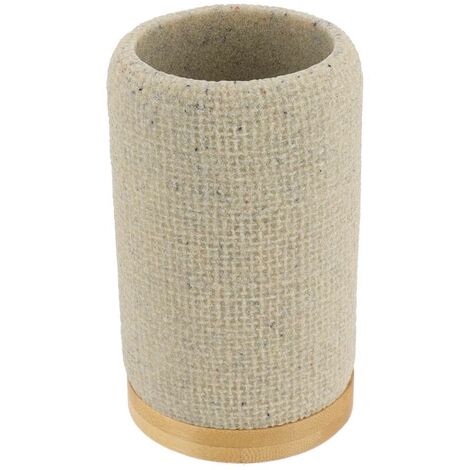 Gobelet polyresine rond effet maille  et bambou  - naturel - Tendance (1/2)