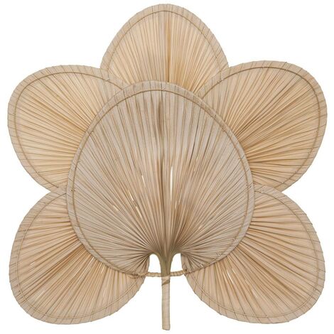 Atmosphera – Déco murale Selma 70x70cm beige – Feuilles de palmier en rotin tressé – Ambiance bohème pour salon ou chambre