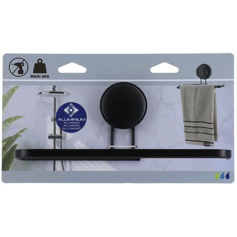 Porte serviettes aluminium sur ventouse - noir - Tendance