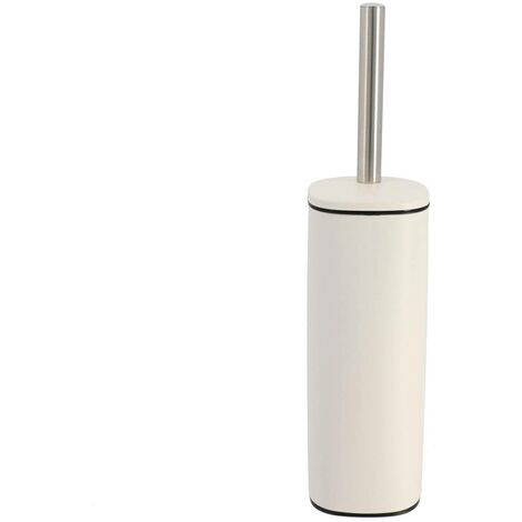 Brosse WC avec support carré en métal Blanc et manche en acier inoxydable - TENDANCE (1/2)
