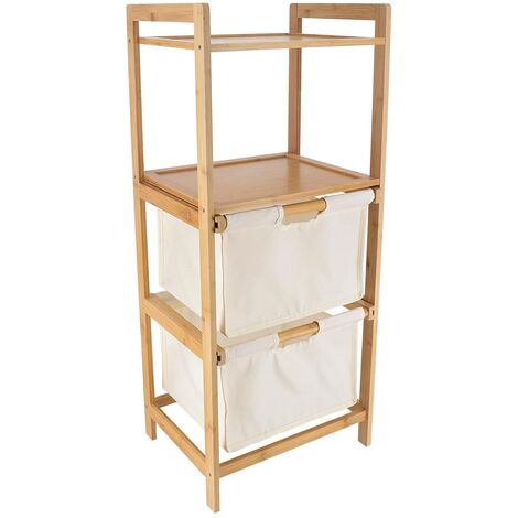 Meuble bambou 2 panieres polyester + etageres - naturel/bambou - Tendance (1/4)