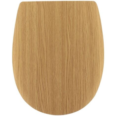 Abattant wc bois moule 18 pouces forme plate attaches acier inoxydable - facon chene - Tendance