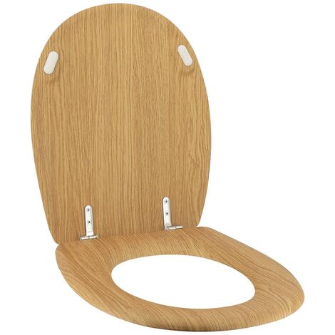 Abattant wc bois moule 18 pouces forme plate attaches acier inoxydable - facon chene - Tendance