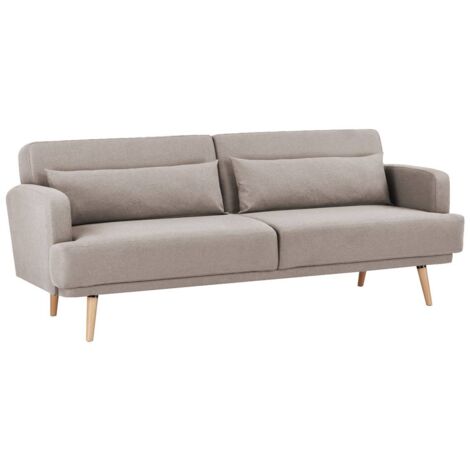 Atmosphera – Canapé convertible 3 places clic-clac beige – Mécanisme rapide – Polyester résistant – Confort optimal pour salon (1/5)
