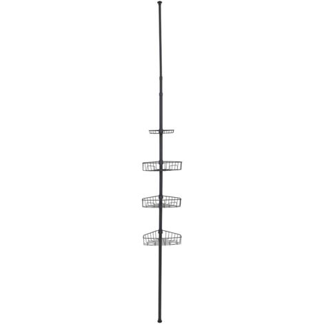 Colonne telescopique metal peint 4 etageres - noir mat - Tendance (1/3)