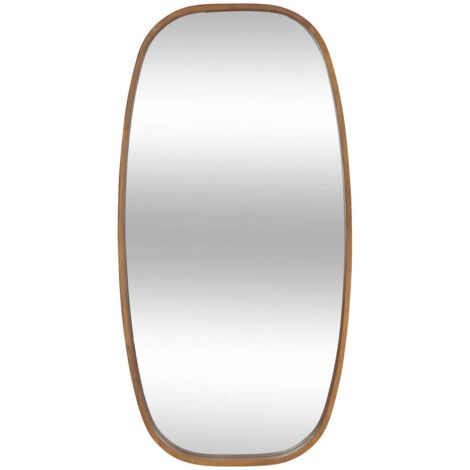 Atmosphera – Miroir sur pied en bois d'hévéa 113 x 57 cm – Fixation murale verticale/horizontale – Design ovale pour chambre ou entrée