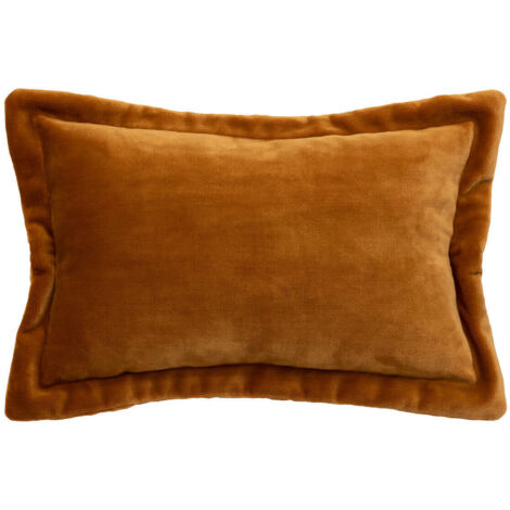 Coussin décoratif flanelle Jaune cumin effet fourrure 38 x 58 cm - Atmosphera