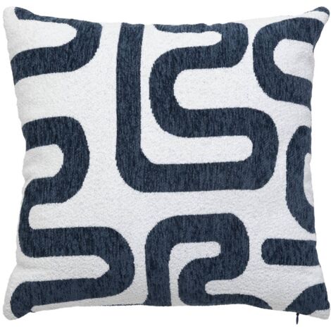 Coussin décoratif jacquard chenille Bleu Egéen 40 x 40 cm - Atmosphera (1/5)