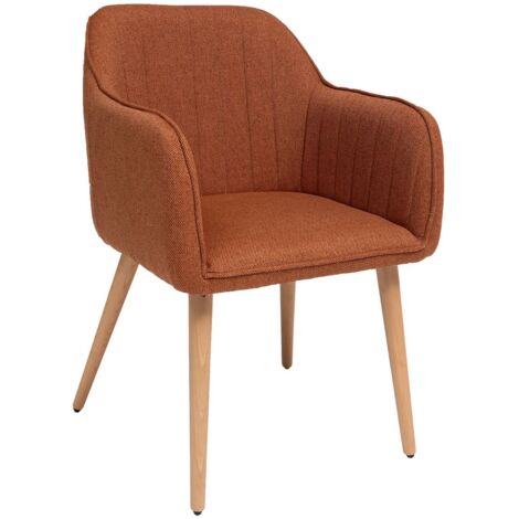 Atmosphera – Fauteuil relax Visoca ambre – Tissu texturé 300 gsm – Pieds en bois de hêtre – Certifié Oeko-tex® pour intérieur sain (1/5)