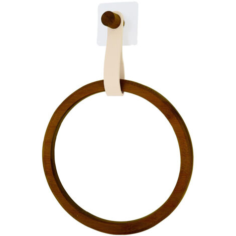 Porte-serviette en Bambou avec lanière Beige mat en simili cuir - TENDANCE (1/4)