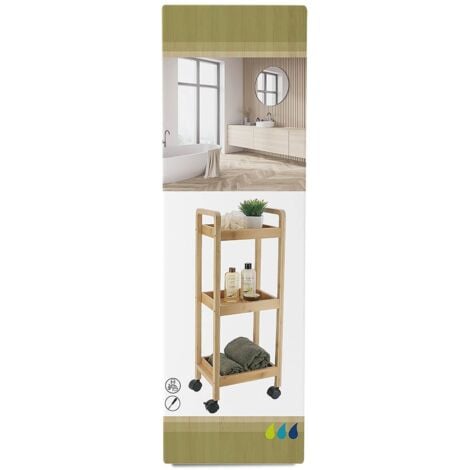 Desserte sur roulettes 3 etageres bambou mdf - bambou - Tendance