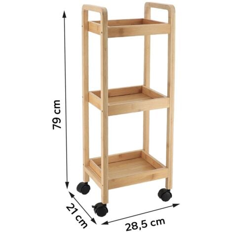 Desserte sur roulettes 3 etageres bambou mdf - bambou - Tendance
