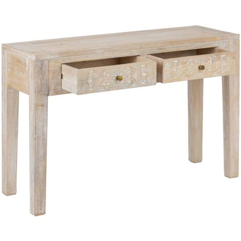 Console sculptée 2 tiroirs en bois massif manguier - Floria Bois & Chiffons