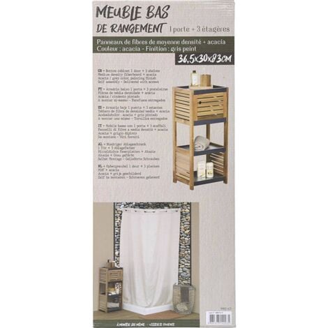 Meuble bas de rangement acacia et mdf 1 porte - element - Tendance