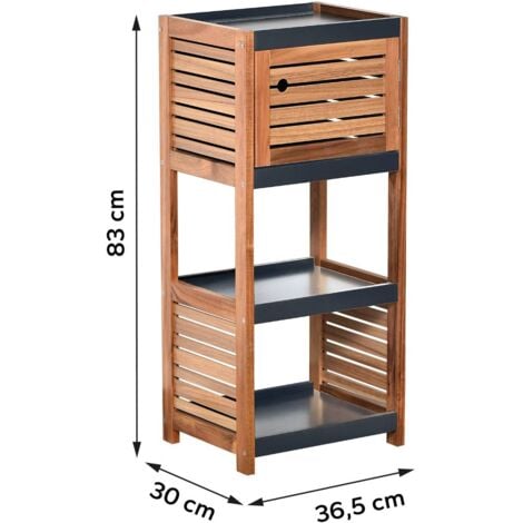 Meuble bas de rangement acacia et mdf 1 porte - element - Tendance