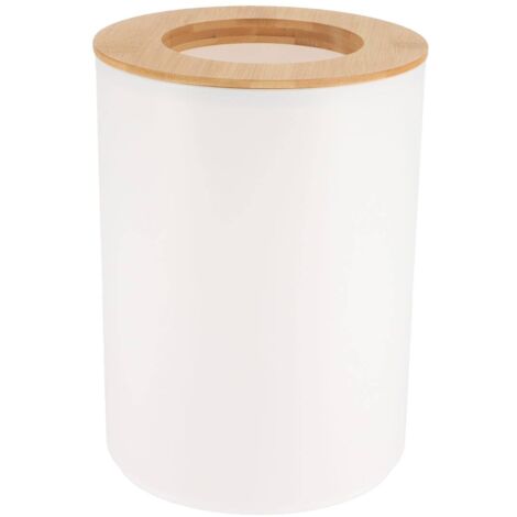 Poubelle pp avec couvercle bambou 5l - blanc bambou - Tendance