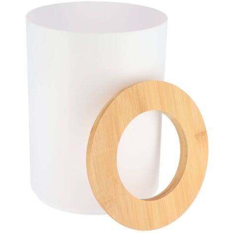 Poubelle pp avec couvercle bambou 5l - blanc bambou - Tendance