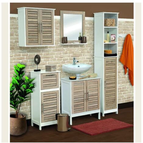 Meuble De Salle De Bain HOMCOM à Fixer Au Mur – 61x20x84 Cm, Blanc, 2 Portes, étagères Réglables - 5