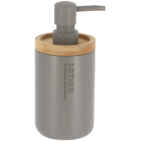 Distributeur à Savon ou lotion en résine Gris mat et Bambou 280 ml - TENDANCE (1/4)
