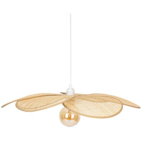 Atmosphera – Suspension en bambou PETALE Ø 62 cm – Hauteur réglable – Abat-jour en forme de fleur – Ampoule E27 non incluse