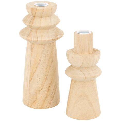 Set de 2 bougeoirs Uma bois H235cm - Atmosphera créateur d'intérieur (1/5)