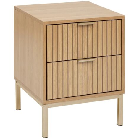 5Five Simply Smart – Table de chevet TASSO – 2 tiroirs avec fermeture silencieuse – Finition bois naturel – Dimensions 40 x 40 x 52,5 cm (1/6)