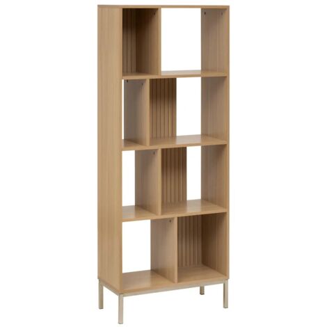 5Five Simply Smart – Bibliothèque Tasso 8 cases 63x29,8x159cm effet bois beige – Structure MDF et acier – Charge max 60kg – Étagères réglables (1/5)