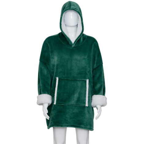 Plaid à manches vert et blanc, taille L-XL, parfait pour Noël féerique (1/4)