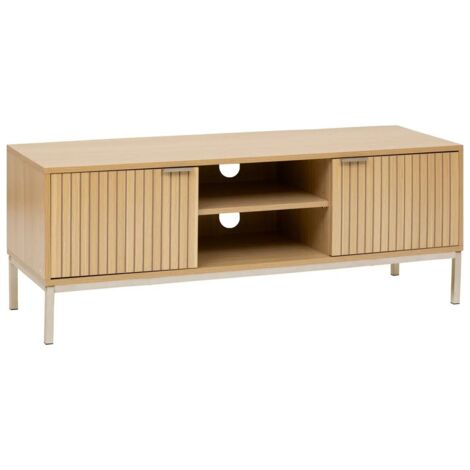5Five Simply Smart – Meuble TV TASSO 120 x 40 x 45,5 cm – MDF effet bois naturel – 2 portes et 2 niches pour rangement multimédia (1/7)