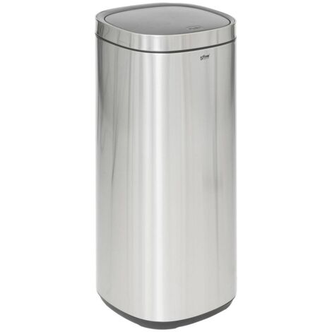 5Five Simply Smart – Poubelle haute en acier inox 50 litres – Ouverture par pression – Dimensions L. 30 x P. 30 x H. 73,5 cm – Pour espaces confinés (1/6)