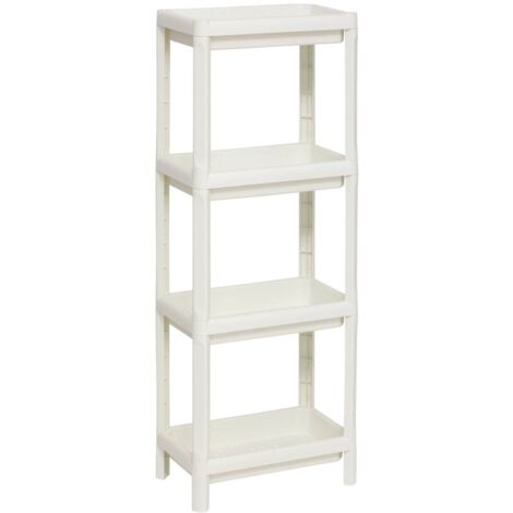 5Five Simply Smart – Étagère de salle de bain étroite en plastique – 4 niveaux – 100 cm de hauteur – 37,5 x 22,5 cm – Montage facile sans outils (1/2)