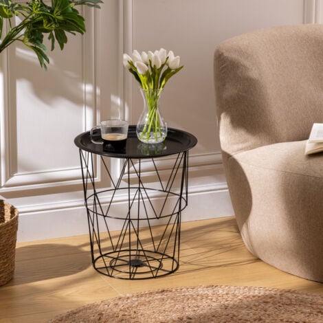 Tavolino Kumi ATMOSPHERA - Nero, Diametro 40 Cm