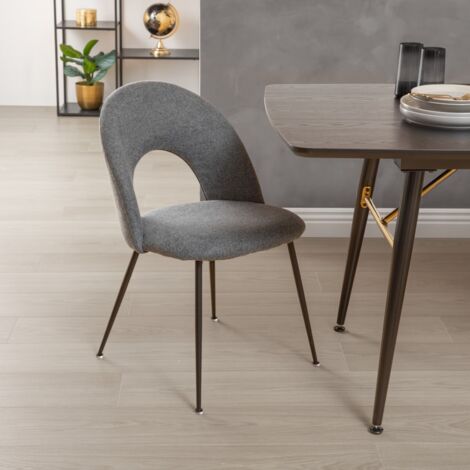 Atmosphera - Chaise Scandinave - Gris Foncé - L 44 x P 51 x H 86 cm, Pieds Acier Effet Bois - pour Salle à Manger, Salon, Bureau Atmosphera - Chaise Scandinave - Gris Foncé - L 44 x P 51 x H 86 cm, Pieds Acier Effet Bois - pour Salle à Manger, Salon, Bureau