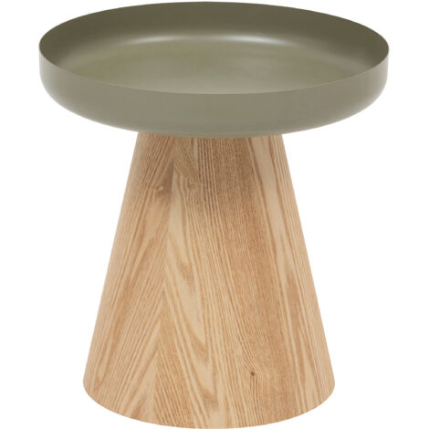 Atmosphera – Table à café D40 Hercyna – Plateau métal vert 40cm – Base en placage frêne – Hauteur 41,8cm – Montage facile en 5 minutes (1/5)
