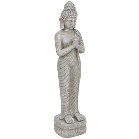 Atmosphera – Statue bouddha déco extérieur H.100cm en oxyde de magnésium gris – Finition authentique pour terrasse ou balcon – 5,6 kg (1/2)