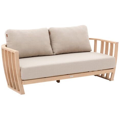 Canapé de jardin Lemindo eucalyptus & beige 3 places en polyester et eucalyptus - Hespéride (1/4)
