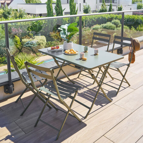 Hesperide – Table de jardin pliante 110 x 70 cm – Acier haute qualité – Résistante aux intempéries – Pour 4 personnes – Gain de place