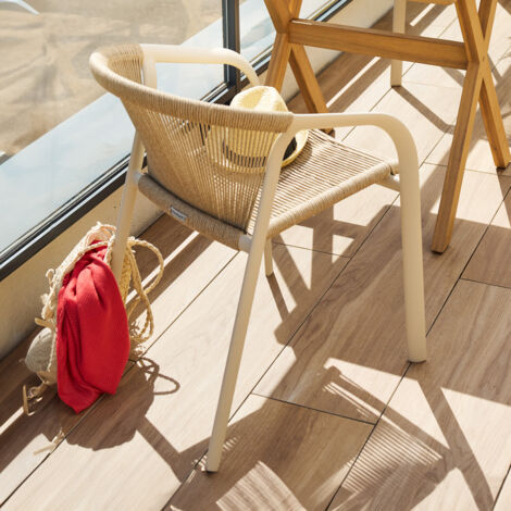 Fauteuil de jardin empilable Riu argile & beige aluminium  - Hespéride