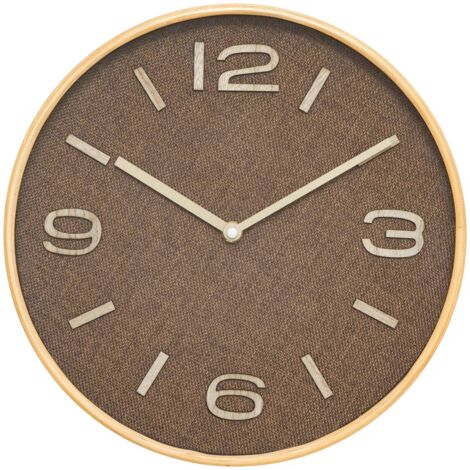 Pendule murale Marron Tonka effet tissé D 30 cm - Atmosphera (1/5)