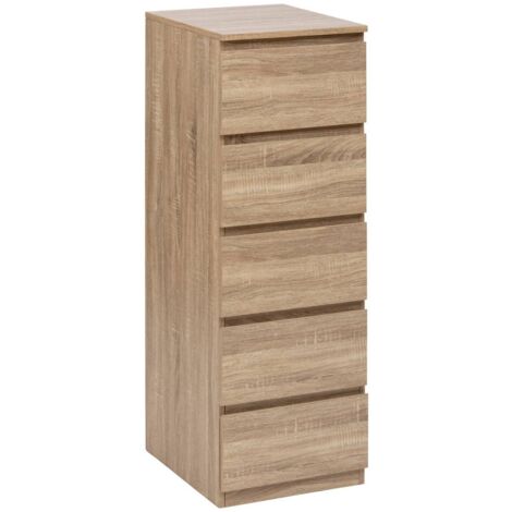 5Five Simply Smart – Chiffonnier 5 tiroirs en fibres de bois naturel – Dimensions L. 40 x P. 48 x H. 118 cm – Finition beige scandinave
