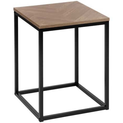 5Five Simply Smart – Bout de canapé chevrons effet bois noir 40x40cm – Plateau MDF motif chevrons – Structure acier – Table d'appoint élégante (1/3)