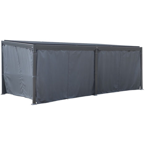 Hesperide – Rideaux pour pergola bioclimatique 6 x 3,5m en polyester ardoise – Protection contre le soleil et le vent – Installation facile avec bandes auto-agrippantes (1/3)