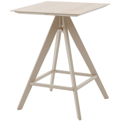 Table de jardin carrée Terzano vanille & argile 2 places en aluminium - Hespéride (1/4)